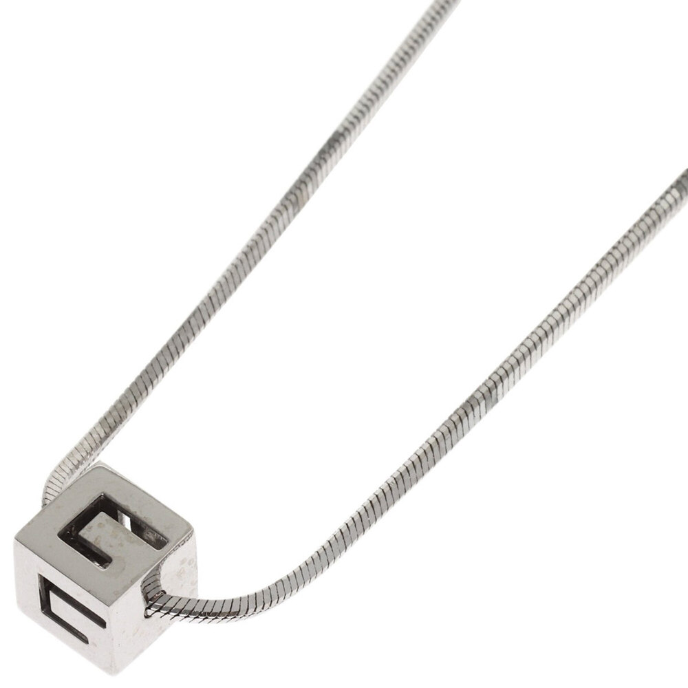 Gucci Logo Cube Necklace 18K White Gold Women's GUCCI